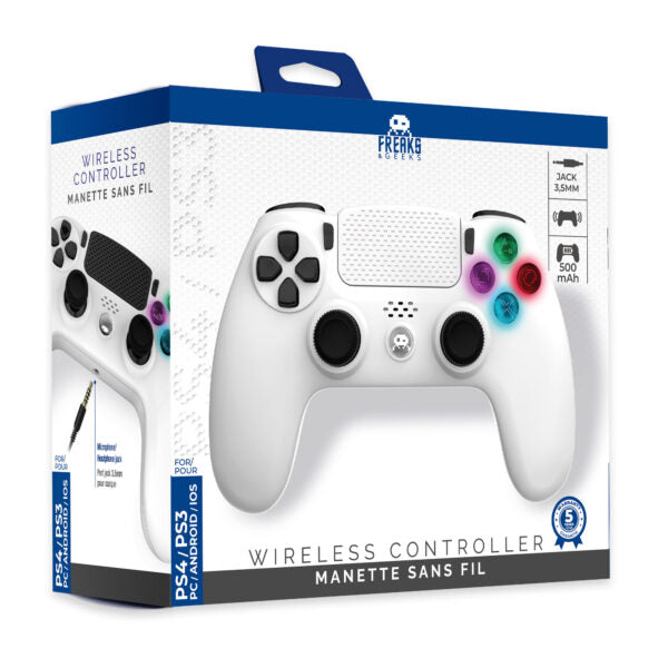 Freaks and Geeks PS4 Light-Up Wireless Controller White