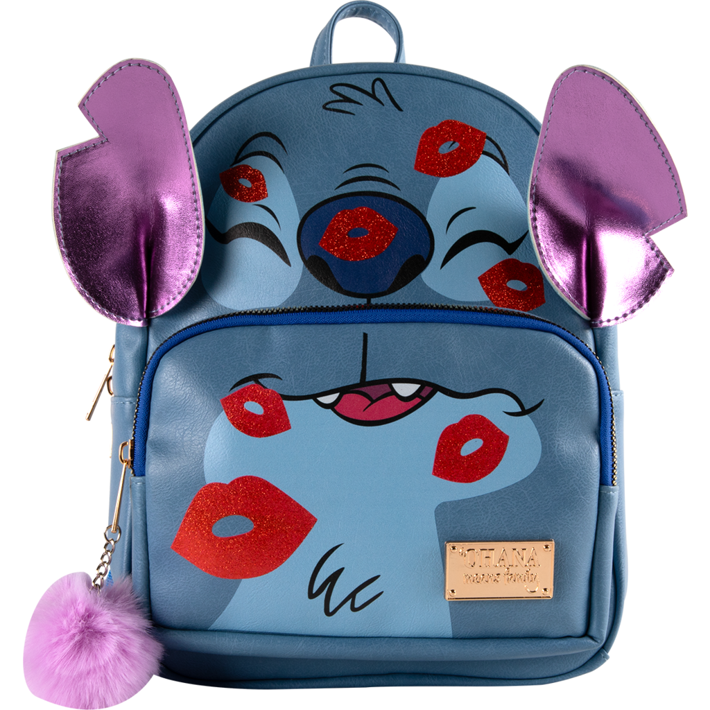 Officially Licensed Disney Stitch "Kisses" Premium Faux Leather Backpack