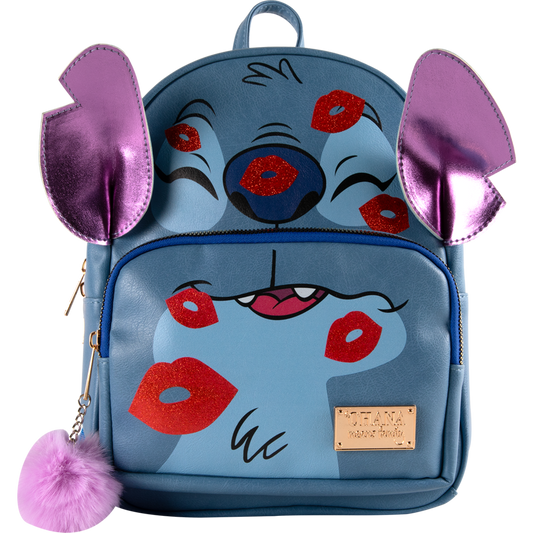 Officially Licensed Disney Stitch "Kisses" Premium Faux Leather Backpack