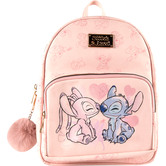 Officially Licensed Disney Stitch & Angel Premium Faux Leather Backpack