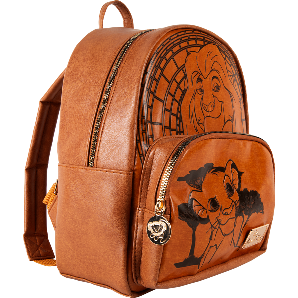 Officially Licensed Disney Lion King Simba & Mufasa Premium Faux Leather Backpack