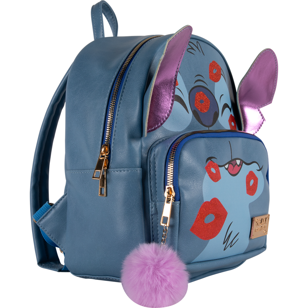 Officially Licensed Disney Stitch "Kisses" Premium Faux Leather Backpack