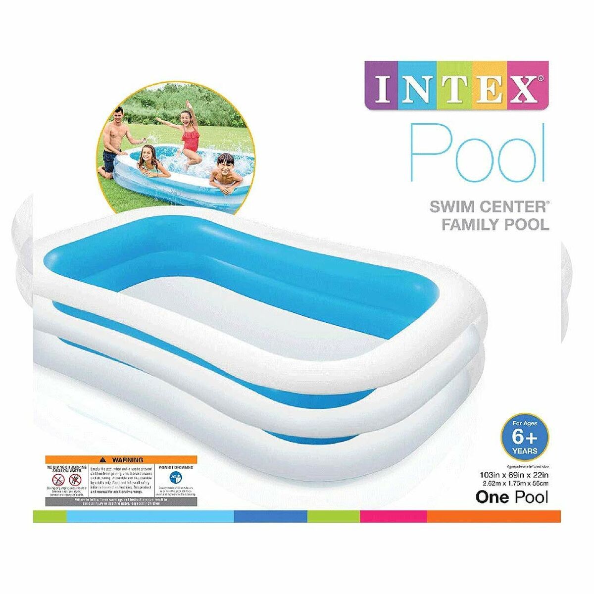 Inflatable pool Intex 56483 770 L (262 x 175 x 56 cm) Blue/White 262 x