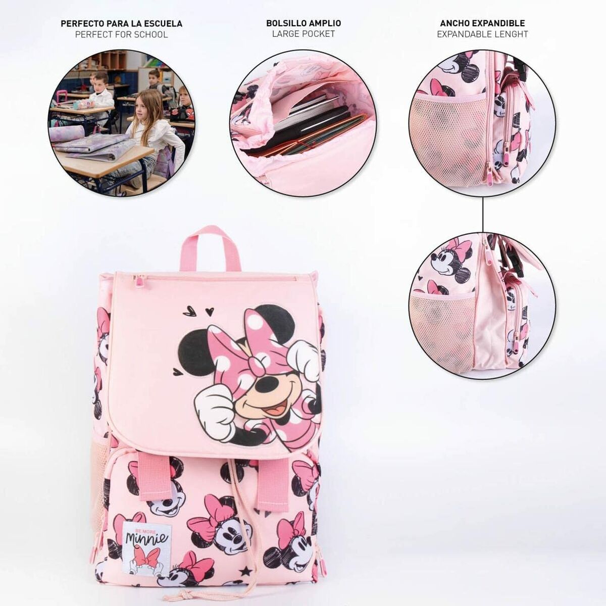 School Bag Minnie Mouse Pink (28,5 x 15 x 41 cm)