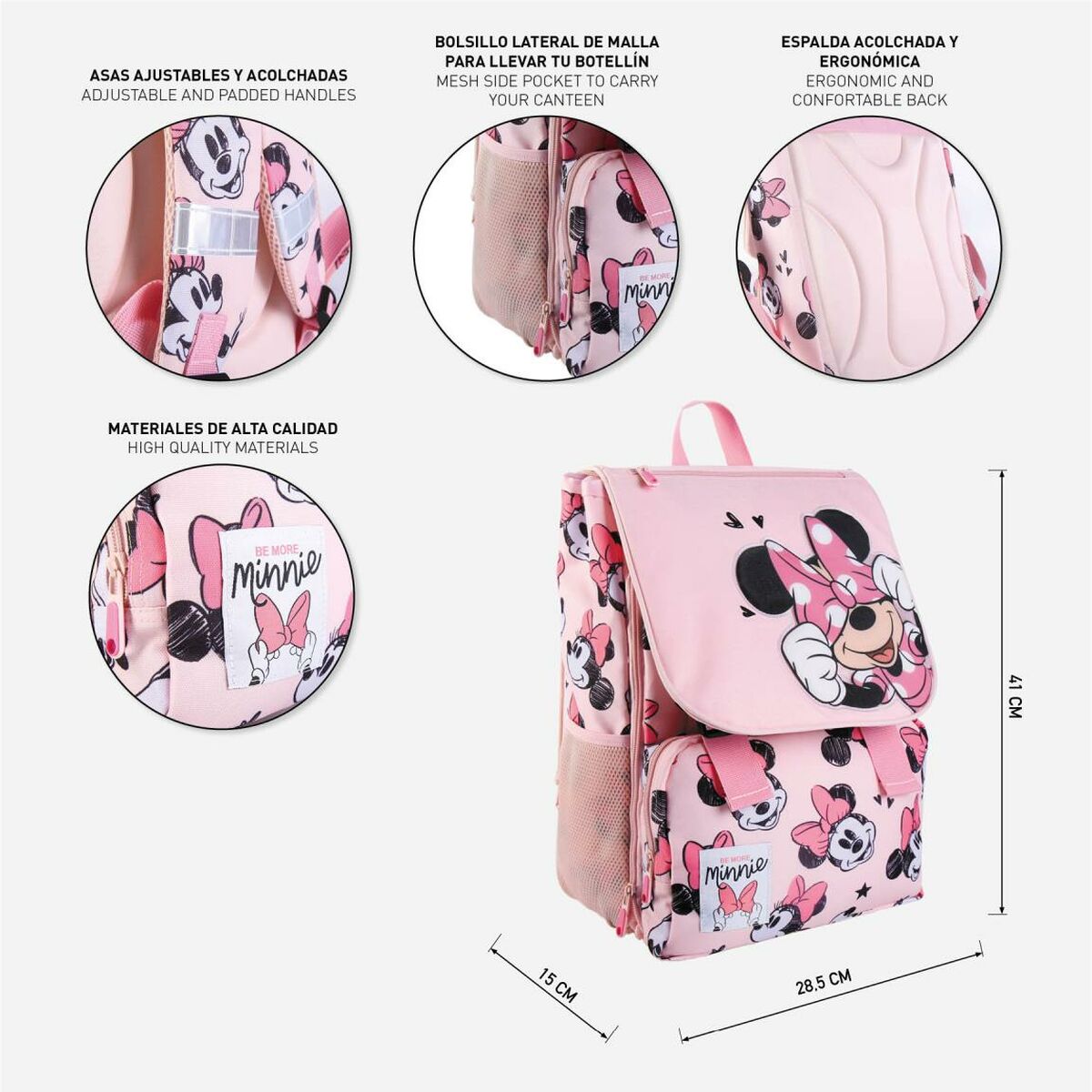 School Bag Minnie Mouse Pink (28,5 x 15 x 41 cm)