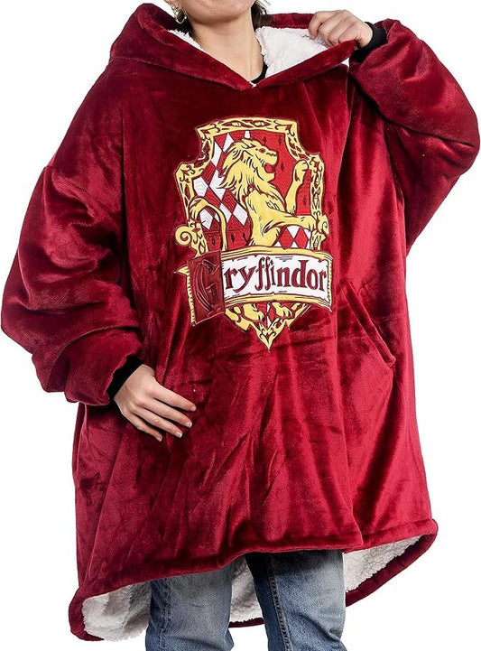 Harry Potter: Unisex Gryffindor Oversized Blanket Hoodie - Comfortable Sherpa fleece lining and pockets