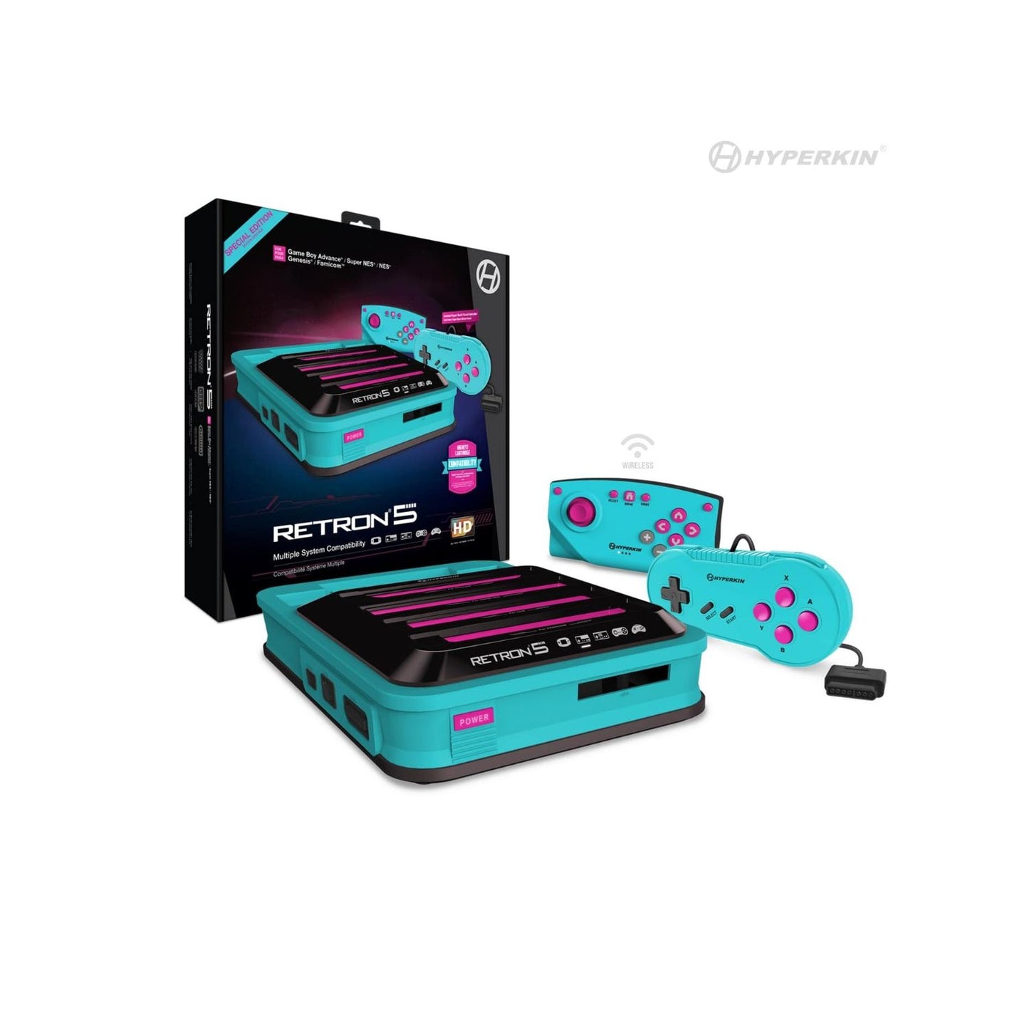 Hyperkin Hyperkin RetroN 5 HD Gaming Console for NES®/ Super NES®/ Super Famicom™/ Genesis/ Mega Drive/  Famicom™/ Game Boy®/ Game Boy Color®, and Game Boy Advance® - Hyper Beach