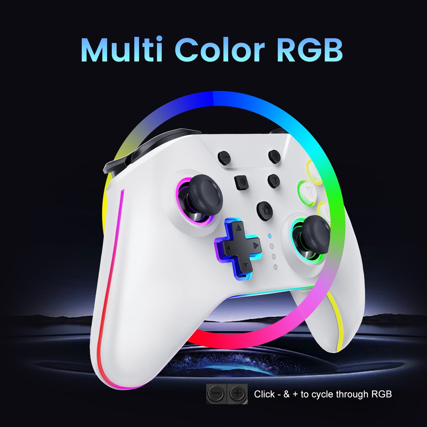 Hyperkin NuRival Nintendo Switch RGB LED Wireless Controller - White