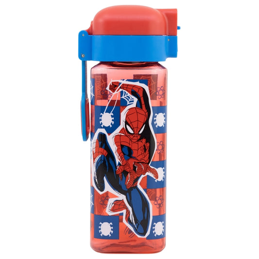 SAFETY LOCK SQUARE BOTTLE 550 ML SPIDERMAN ARACHNID GRID